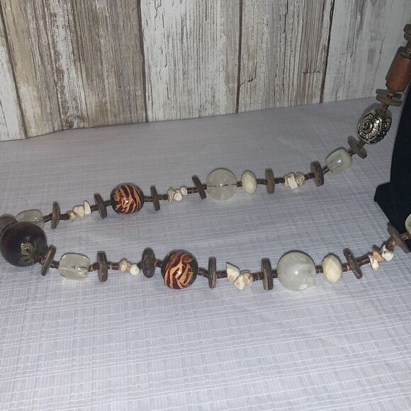 Vintage Tribal Native Boho Long Chunky Beaded Long Necklace 36”-39” Adjustable - Picture 5 of 12
